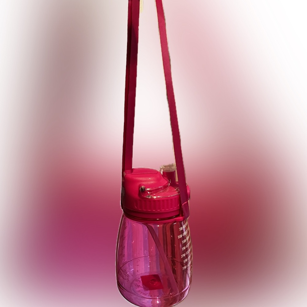 Pink Water Bottle with Strap